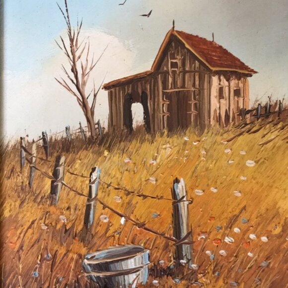 Oil Painting Barn Landscape Signed M. Otto - Picture 1 of 8